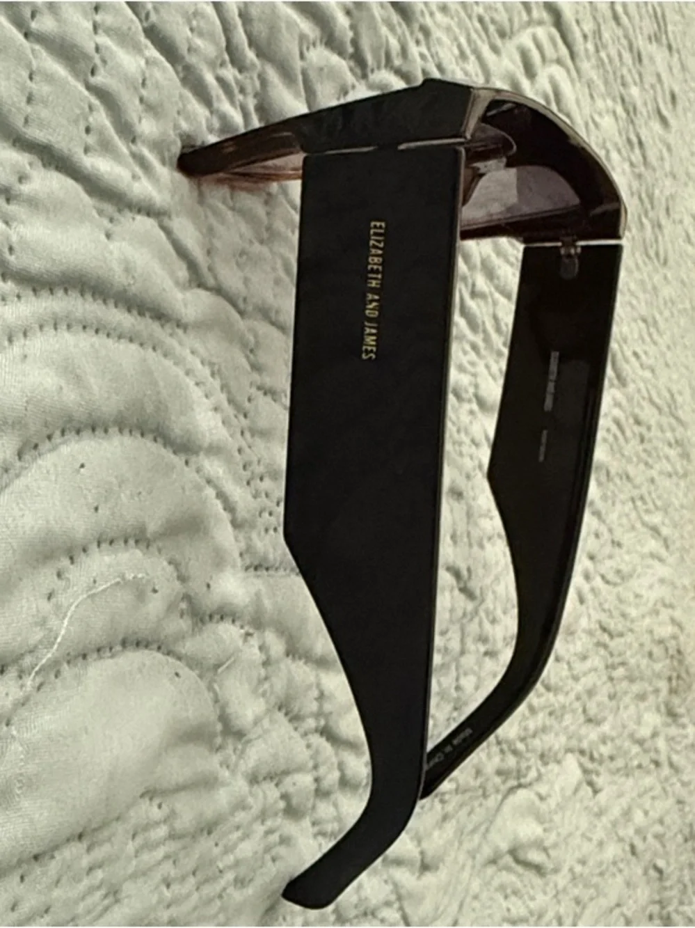 Elizabeth and James Black Oversized Rectangular Sunglasses